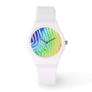 Relógio De Pulso Zebra Rainbow e White Impressão
