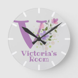 Relógio de quarto de criança com nome e inicial