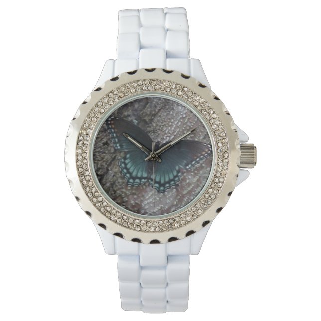 Relógio de Rhinestone feminino com borboleta (Frente)