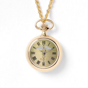 relógio de símbolo dourcaducejo