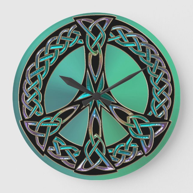 Relógio de Sinal de Paz do Rainbow Celtic Knot (Frente)