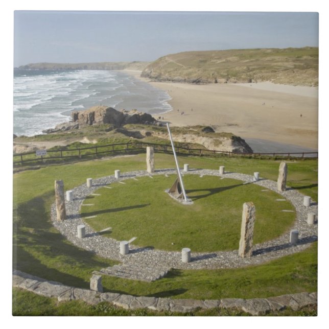 Relógio de sol e Praia de Perran, Perranporth, Cor (Frente)