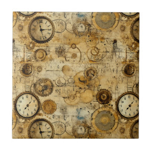 Relógio de Tempo Industrial Steampunk Sépia Latão
