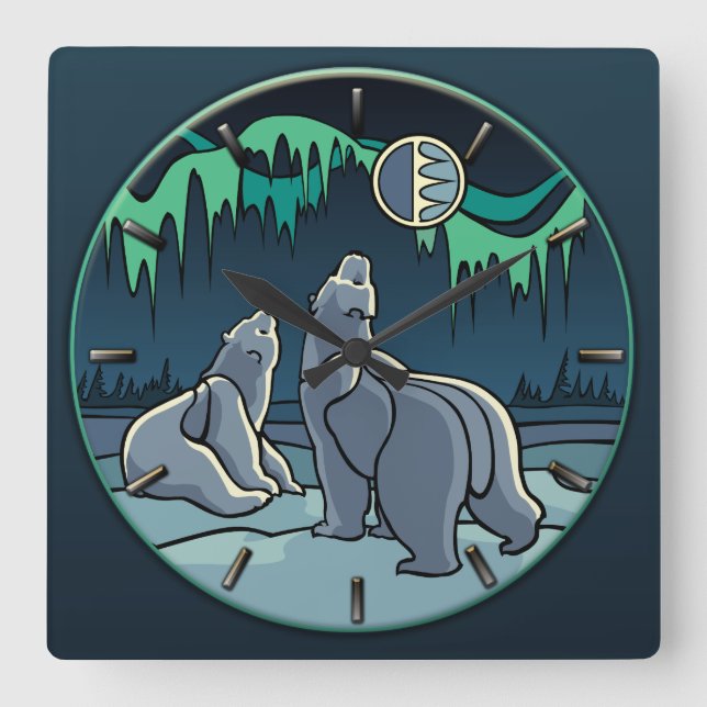 Relógio de Urso Polar Legal Muro de Arte Nativa do (Frente)