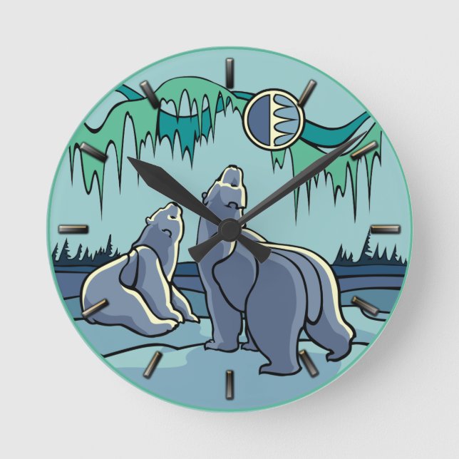 Relógio de Urso Polar Legal Muro de Arte Nativa do (Frente)