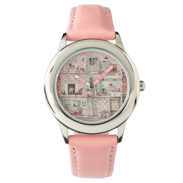 Relógio Decor de Aquarela da Dollhouse Vitoriana em tons c (Frente)