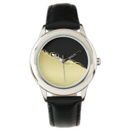 Relógio Decoração de ouro de luxo em ouro e preto, Monogra