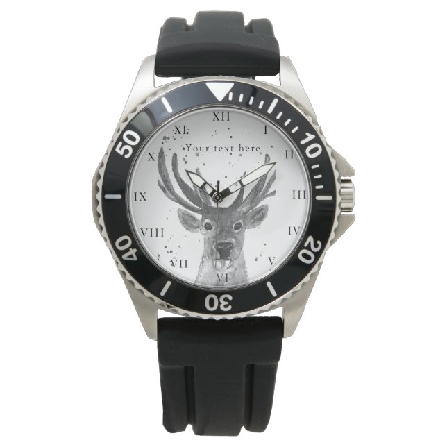 Relógio Deer Stag Antlers Animal Hunter Nature Watch (Frente)