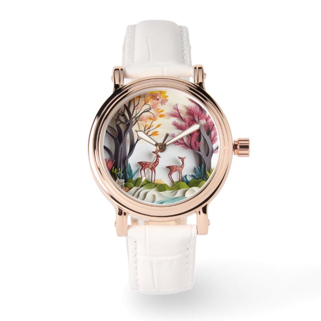 Relógio Deers in Forest Single Art (Frente)