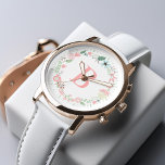 Relógio Delicar Monograma Personalizado de Fora Floral<br><div class="desc">Design de observação elegante e chic apresenta uma bela coroa floral em cores pastel e pode ser personalizada com seu nome,  monograma,  inicial ou qualquer texto de sua escolha.</div>