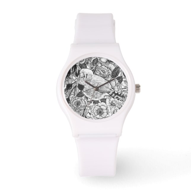 Relógio Desenho de pintura de zebra e rosa (Frente)