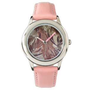 Relógio Desenho Floral Marrom Abstrato 2