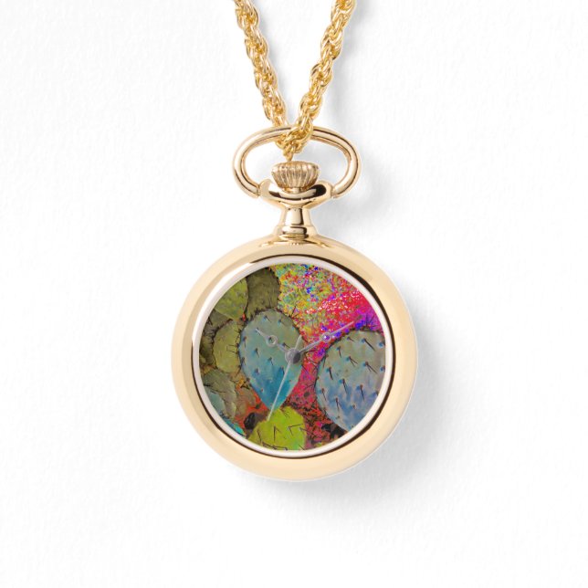 Relógio Deserto Sudoeste Suculto Cactus Abstrato (Frente)