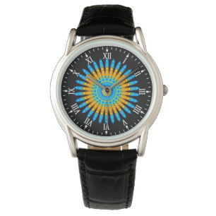 Relógio Design- 68567, de cor azul geométrica