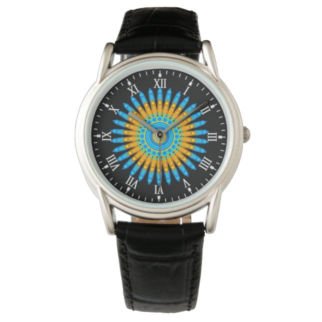 Relógio Design- 68567, de cor azul geométrica (Frente)