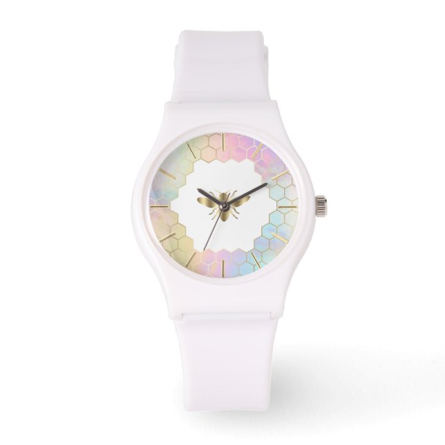 Relógio design de abelha ouro (Frente)