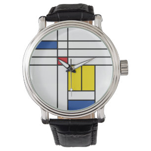 Relógio Design de Arte Moderna Mondrian II Minimalista De 