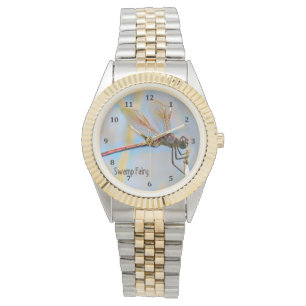 Relógio Design de Dragonfly com Asas Douradas