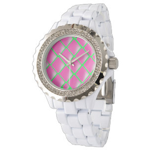 Relógio Design Diamante de Rosa e Verde