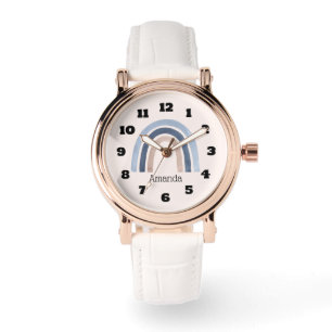 Relógio Design do Arco-Íris Azul e Pêssego