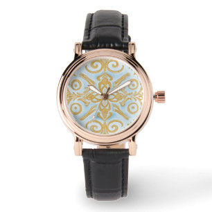 Relógio Design do Mozaik Dourado Azul eWatch