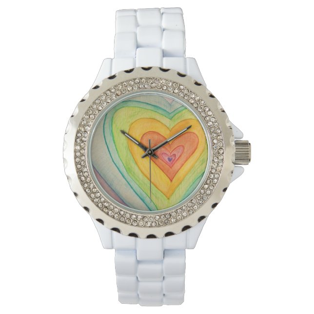 Relógio Design do Rainbow Friendship Hearts Custom Watch (Frente)