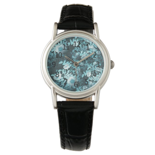 Relógio Design Floral Branco vitoriano vitoriano simples | (Frente)