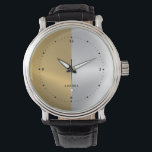 Relógio Design Geométrico de Tela Dividida Dourada e Prate<br><div class="desc">Imagem do ecrã dourado metálico e prateado,  design geométrico moderno.</div>