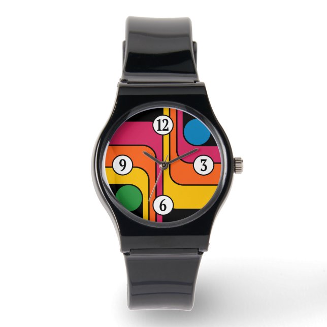Relógio Design Geométrico Estilo Retro Mod Anos 70 (Frente)