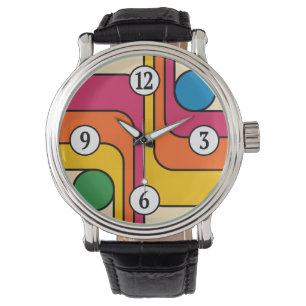 Relógio Design Geométrico Estilo Retro Mod Anos 70