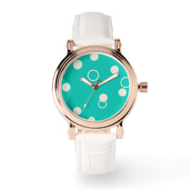 RELOGIO DESIGN Padrão Gráfico em Turquesa e Branco