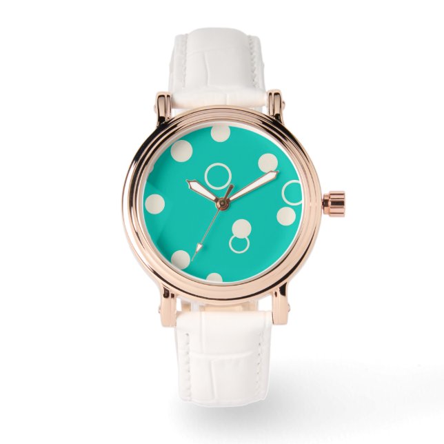 RELOGIO DESIGN Padrão Gráfico em Turquesa e Branco (Frente)