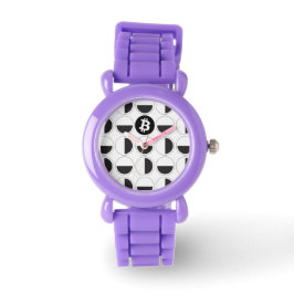 Relógio Designer de Bitmoeda Preto e Branco