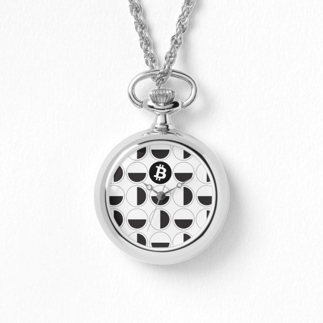 Relógio Designer de Bitmoeda Preto e Branco (Frente)