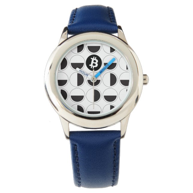Relógio Designer de Bitmoeda Preto e Branco (Frente)