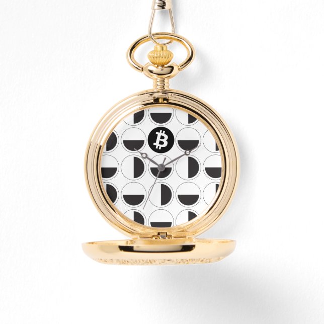 Relógio Designer de Bitmoeda Preto e Branco (Frente)