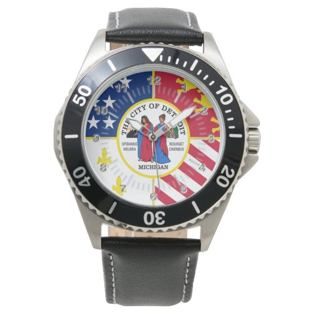 Relógio Detroit (Michigan) City flag Watch (Frente)