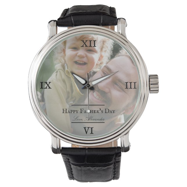 Relógio Dia de os pais Minimalista de Foto (Frente)