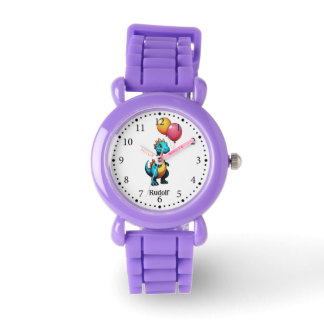 Relógio Dinossauro azul com balões