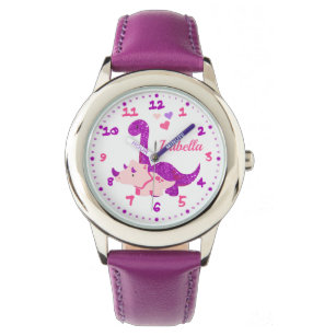 Relógio Dinossauro Púrpura Glitérico Gótico Personalizado
