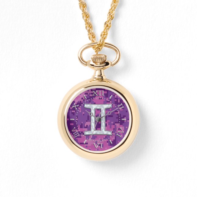 Relógio Discagem de Símbolo Zodíaco - Pérola Como Gemini (Frente)