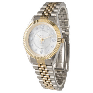 Relógio Discagem Personalizada de Discagem Dourada Branca