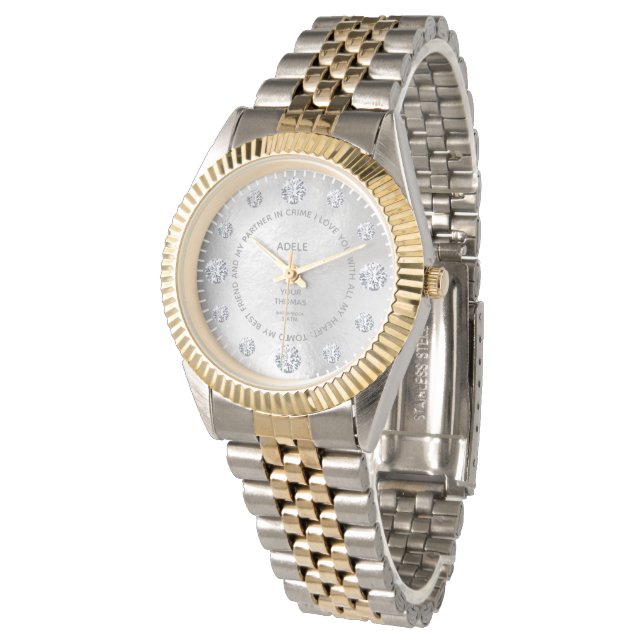 Relógio Discagem Personalizada de Discagem Dourada Branca  (Angular)