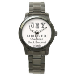 Relógio DIY - Unisex Oversize Black Bracelet Watch Women