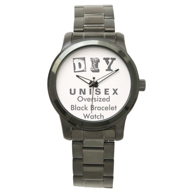 Relógio DIY - Unisex Oversize Black Bracelet Watch Women (Frente)
