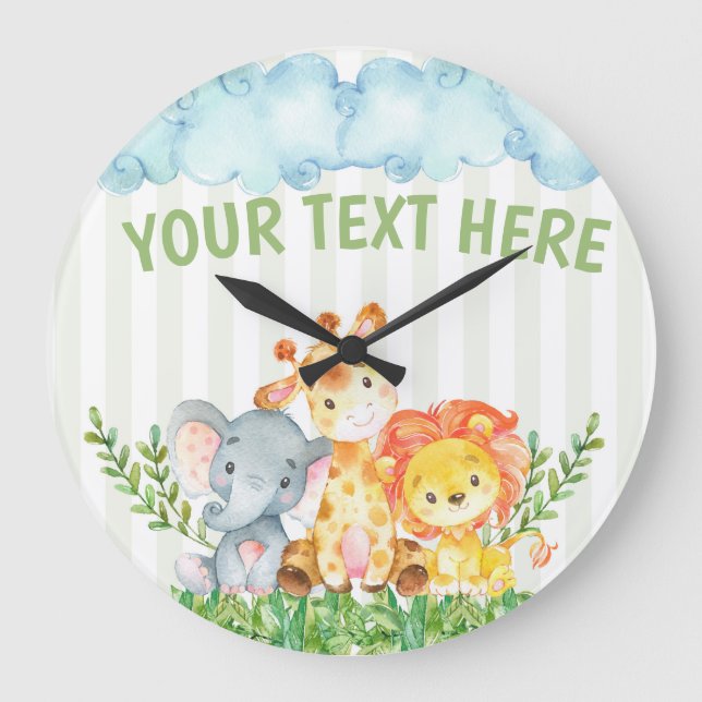 relógio do quarto do animal da selva de safari (Frente)