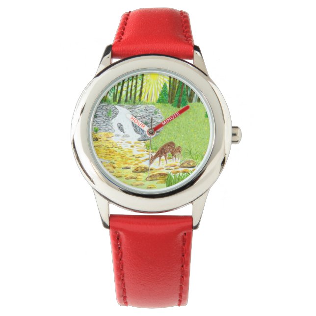 Relógio Doce e Fawn Red Steel Kids Watch (Frente)