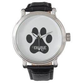 Relógio Dog Paw Name Silhouette Design