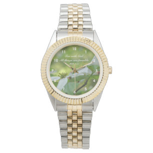 Relógio Dogwood com Deus, uma citação de Bíblia inspirador