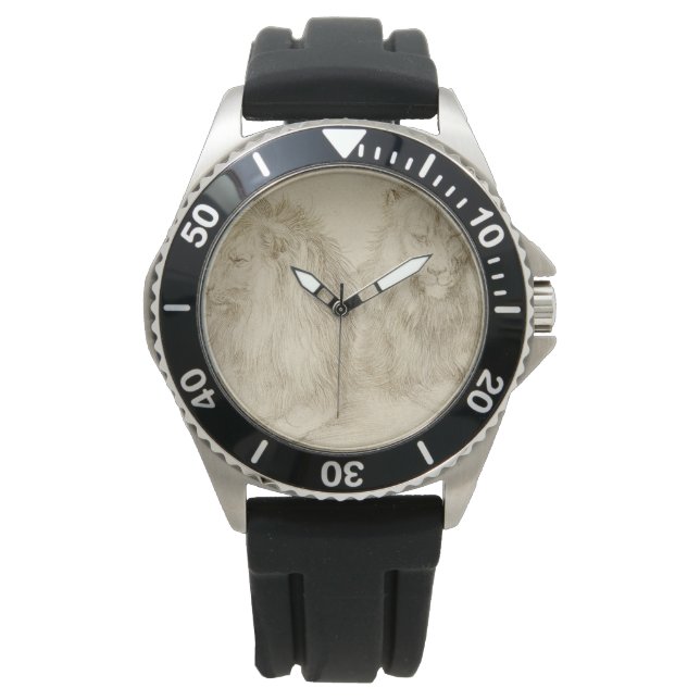 Relógio Dois Leões Sentados (Animais Selvagens) (Albrecht  (Frente)